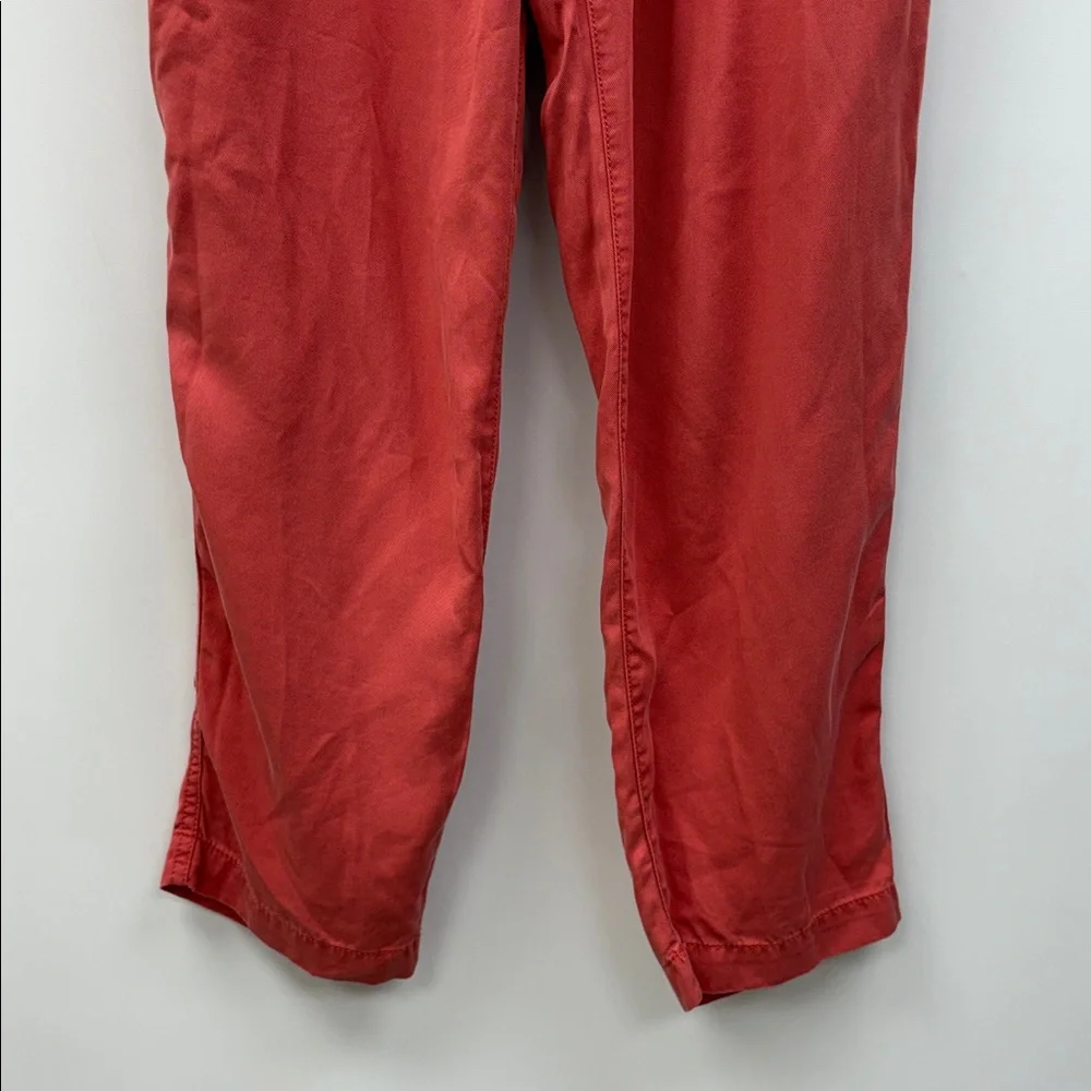Ann Taylor LOFT High Rise Paperbag Tapered Pant Minimalist Coral Red Medium - Picture 4 of 8